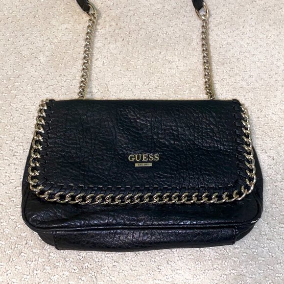 Guess Black Leather Crossbody with Gold Detail - Picture 4 of 6